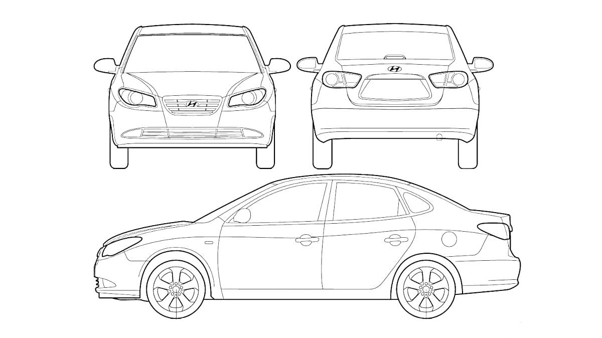 Вид автомобиля Hyundai Solaris: передний, задний, боковой