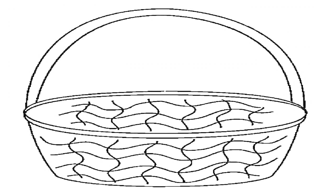 Раскраска Плетеная корзина с ручкой и узором