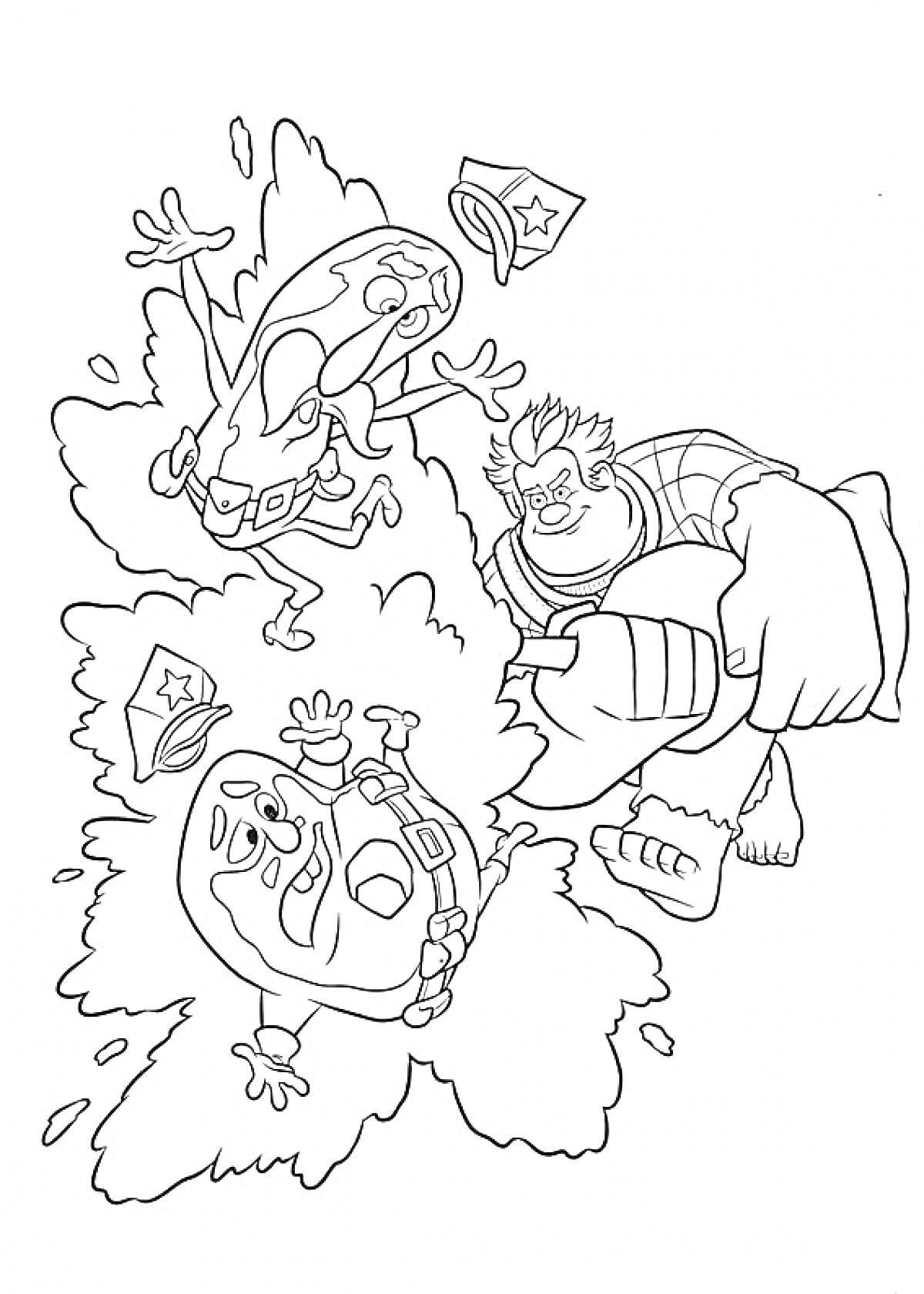 Раскраска Ральф и его сражение с бронированными жуками