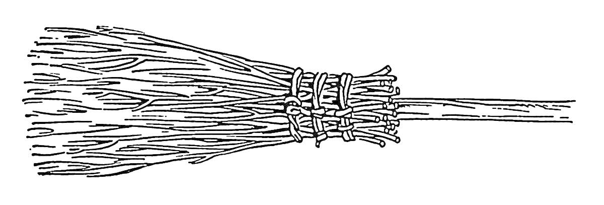 Раскраска Метла с деревянной ручкой и связанными прутьями