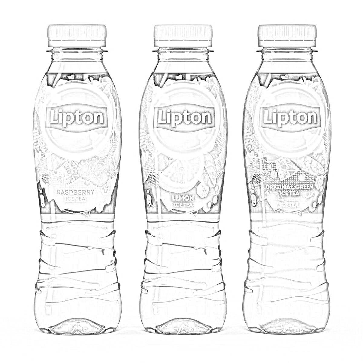 На раскраске изображено: Lipton, Лимон, Бутылка, Напиток