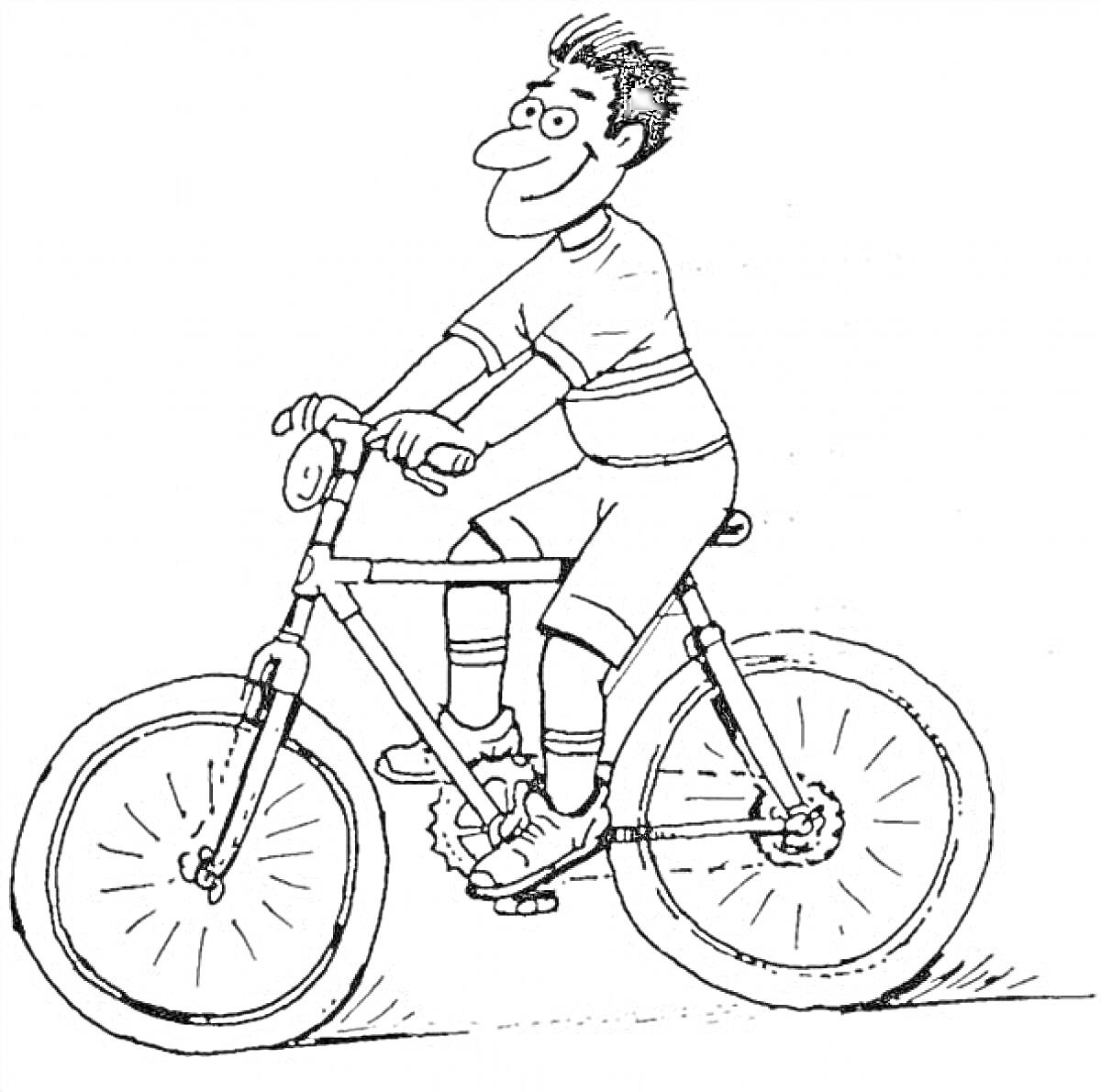 На раскраске изображено: Велосипедист, Велосипед, Спортивная одежда