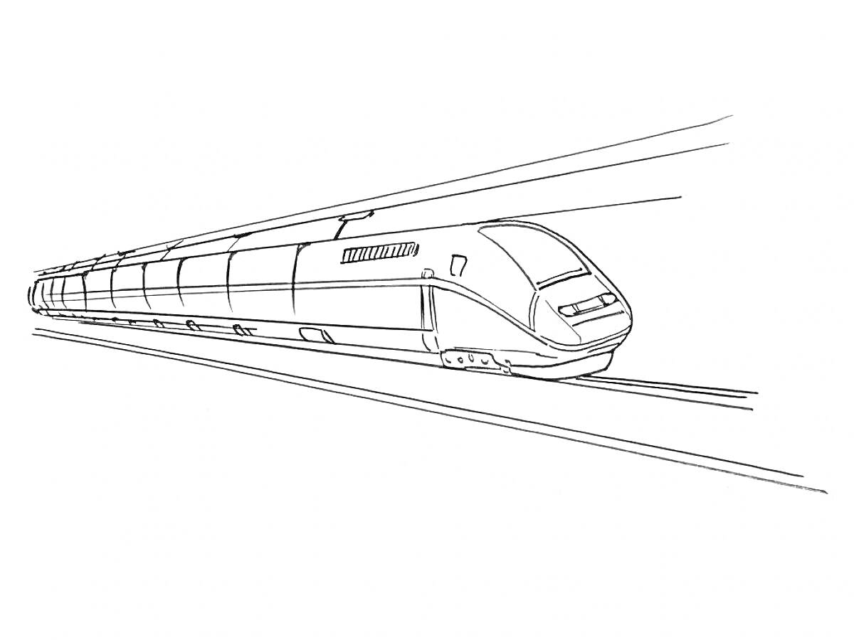 Раскраска Высокоскоростной поезд «Ласточка» на рельсах
