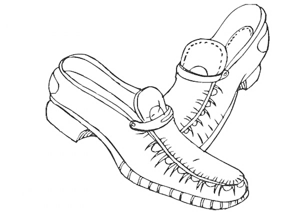 На раскраске изображено: Обувь, Каблуки