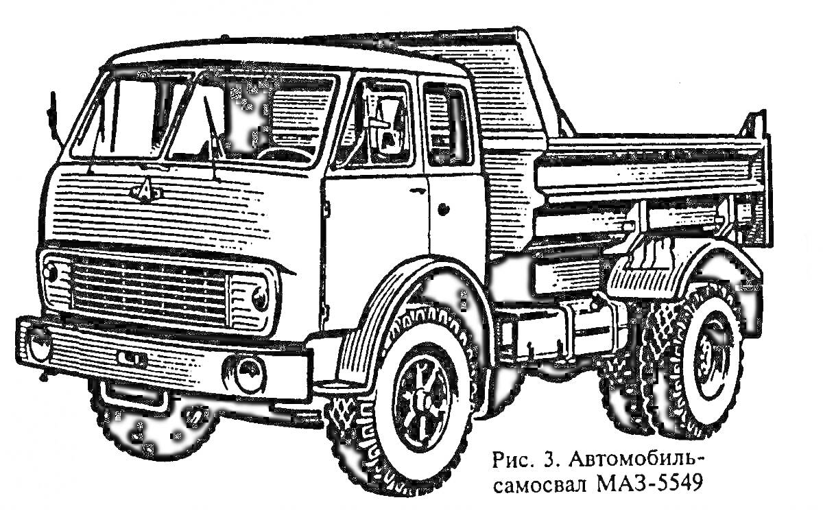 Раскраска Автомобиль-самосвал МАЗ-5549