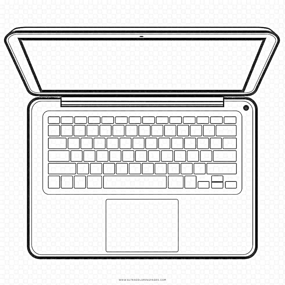 На раскраске изображено: Ноутбук, Клавиатура, Компьютер, Техника, Контурные рисунки