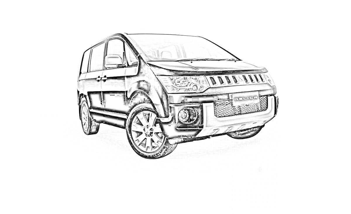 Раскраска Mitsubishi Delica на белом фоне