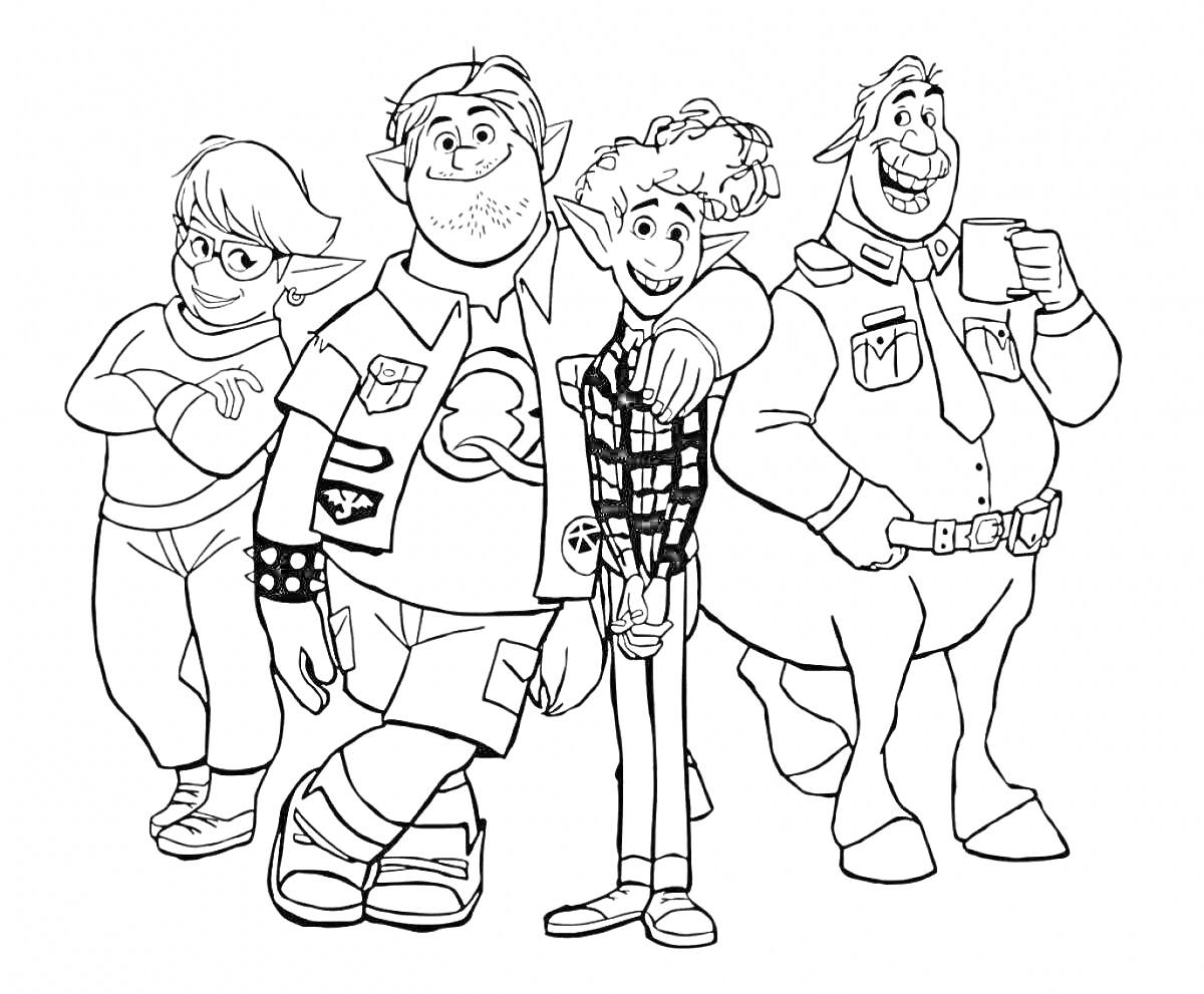 Раскраска Четверо персонажей из мультсериала с 2014 г.