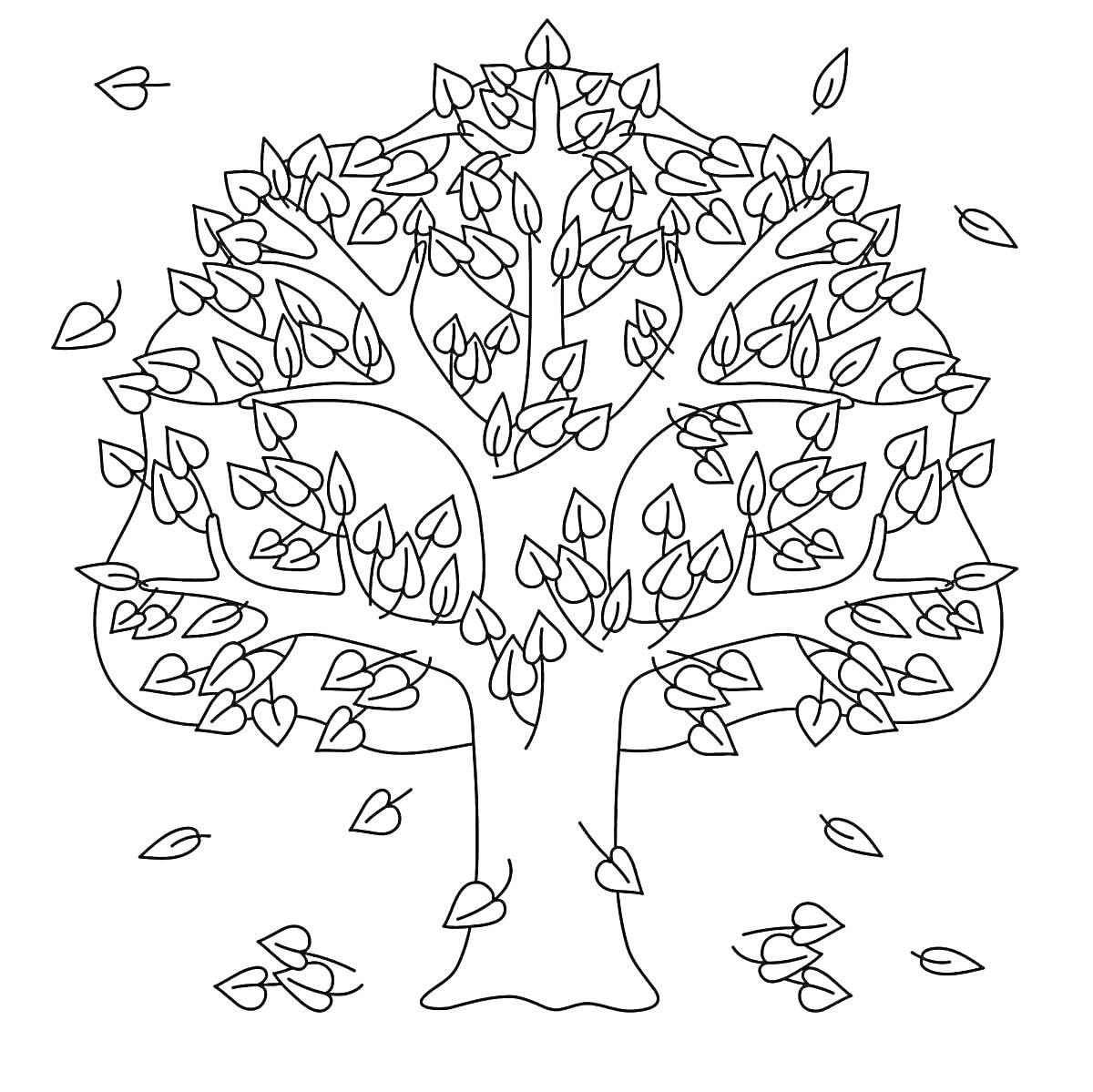 На раскраске изображено: Клен, Листья, Осень, Природа