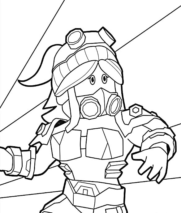 Персонаж Роблокс с противогазом и защитным костюмом
