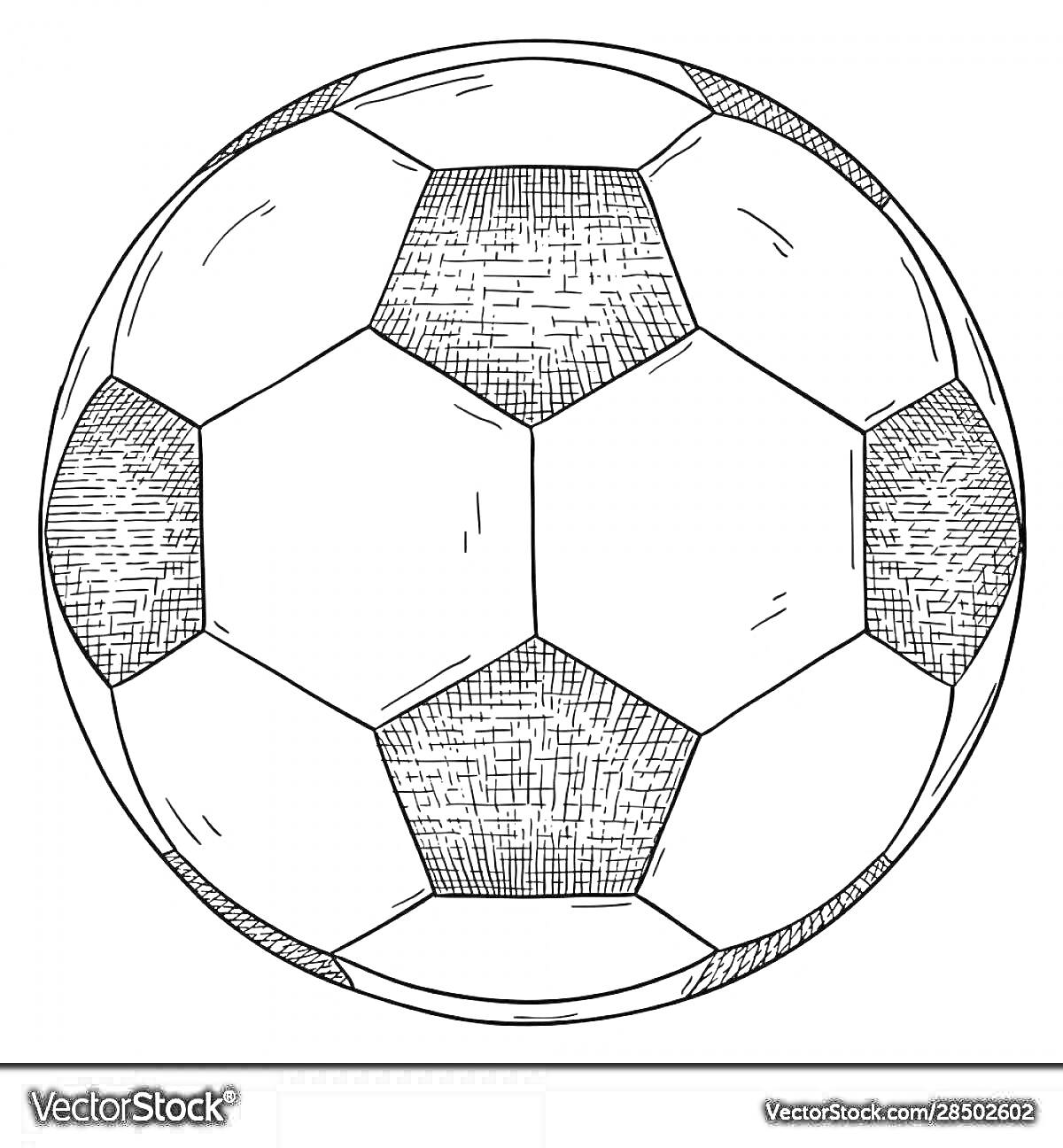 Раскраска футбольного мяча с узором из шестигранников и пятиугольников