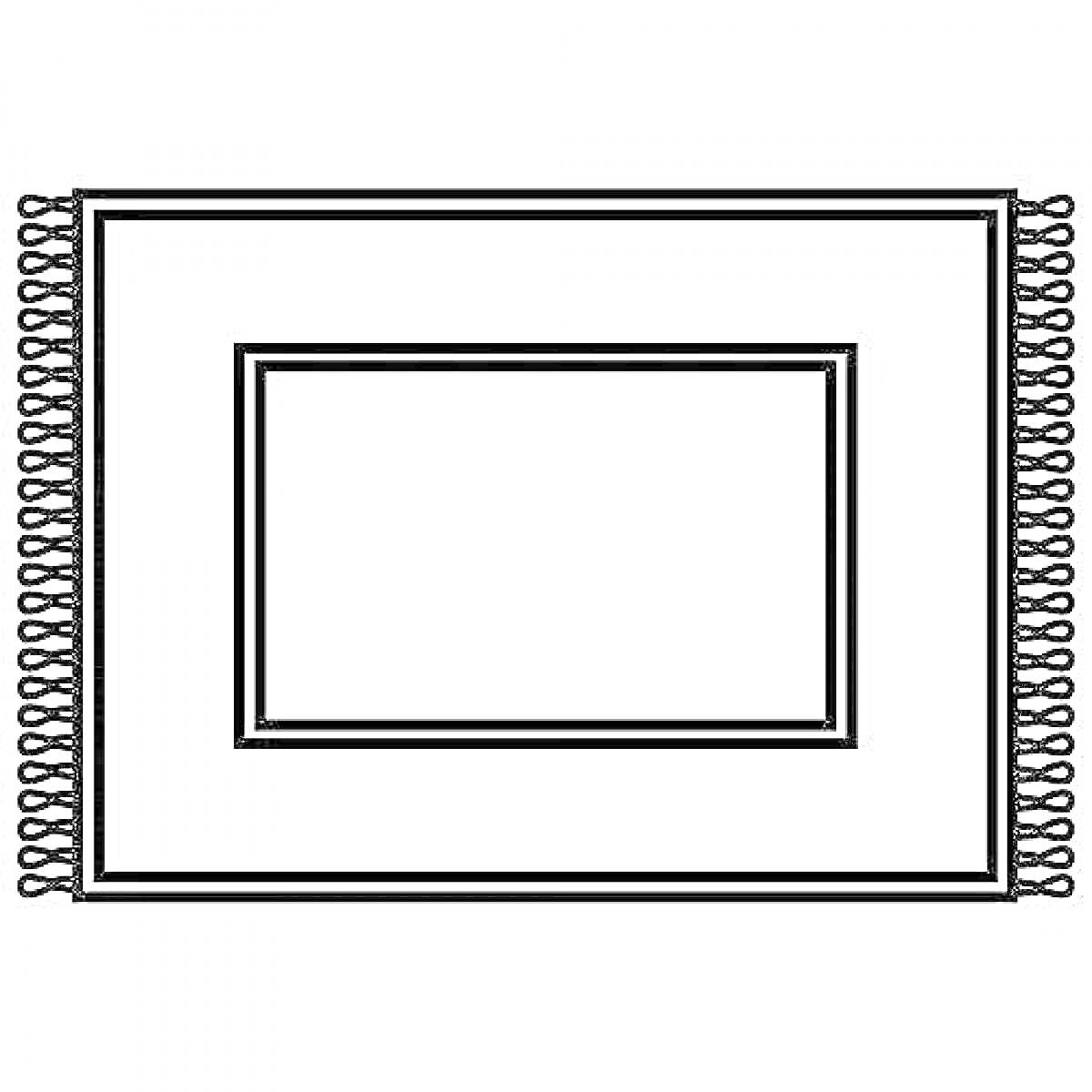 Раскраска Коврик с внутренней рамкой и бахромой