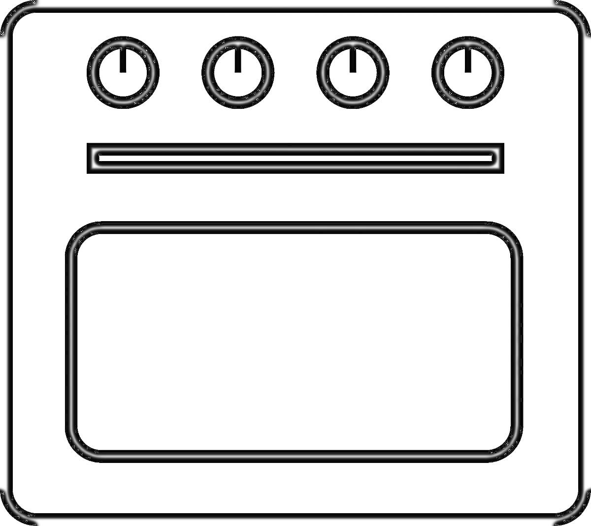 На раскраске изображено: Духовка, Кухонная техника, Ручки управления