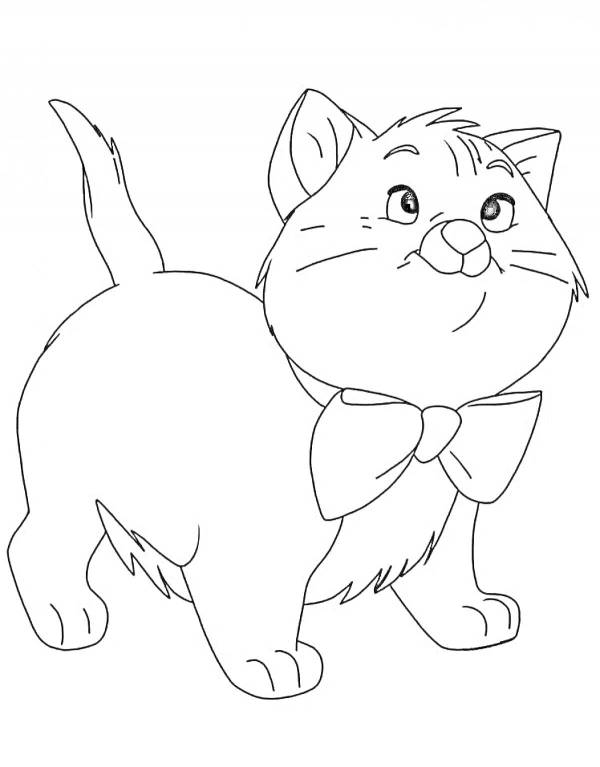 Раскраска котик с бантиком