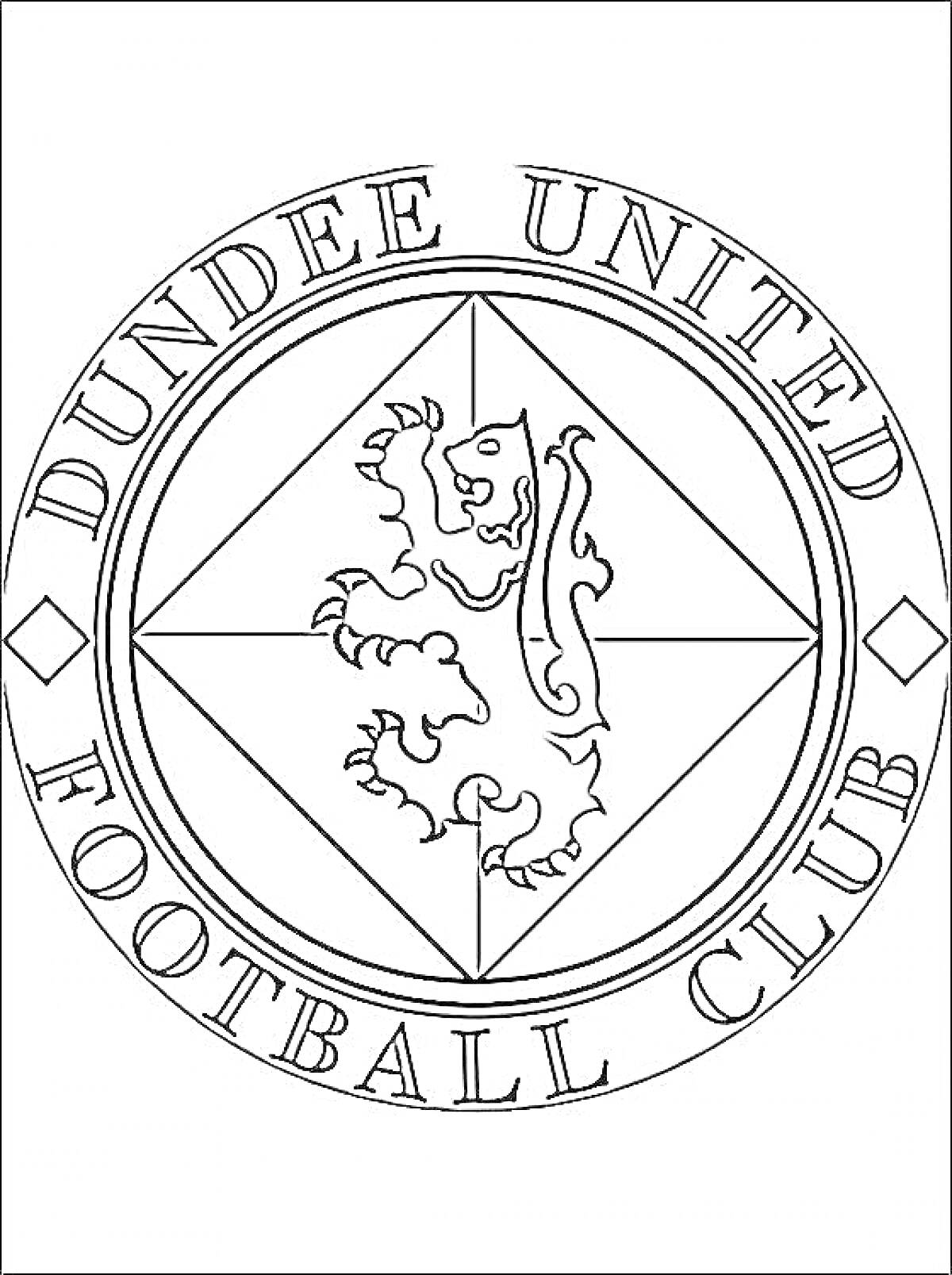 Раскраска Эмблема Dundee United с изображением льва и текстом 