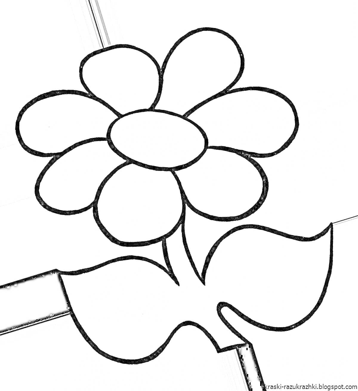 На раскраске изображено: Семь лепестков, Листья, Цветик семицветик