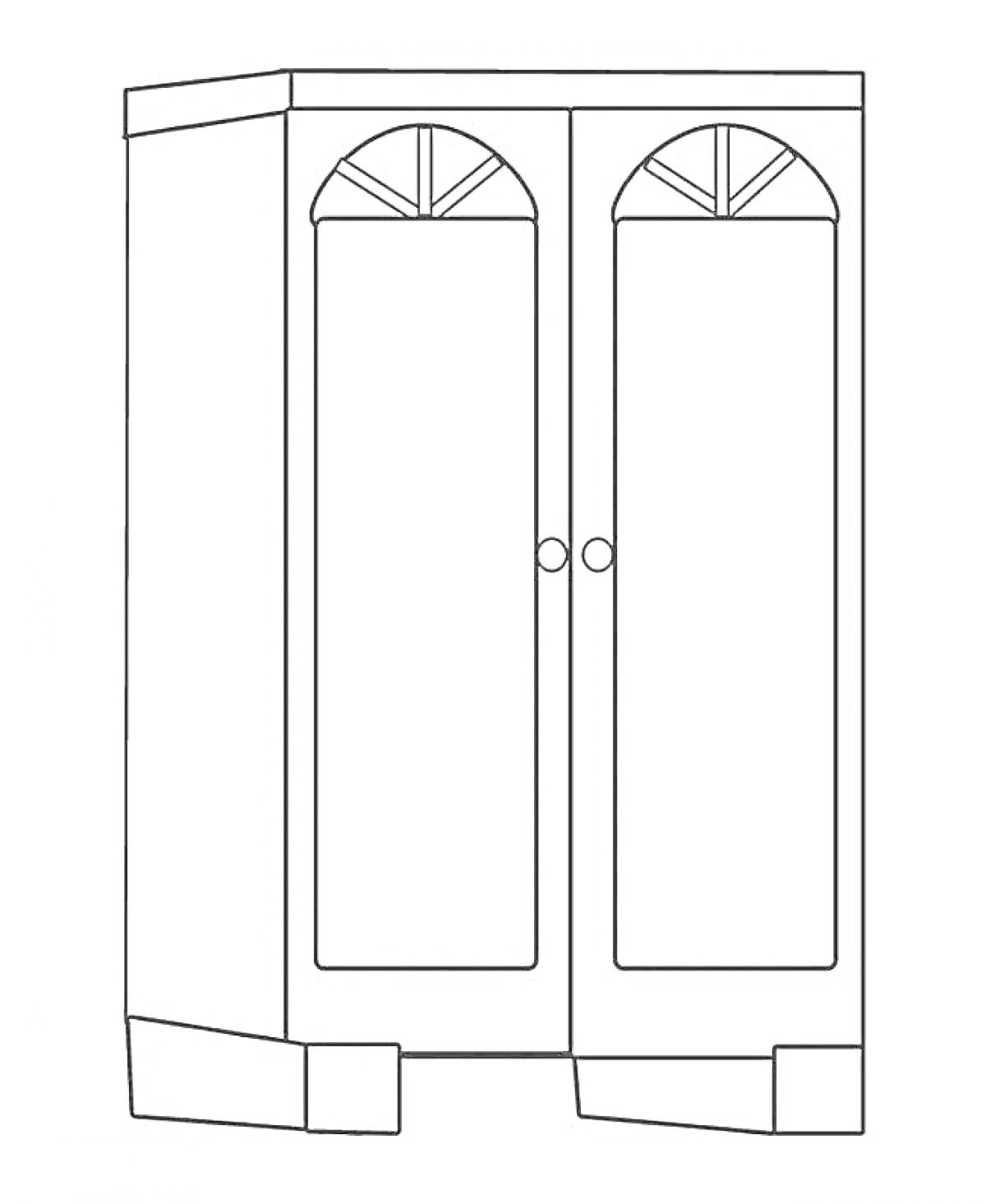 Шкаф с двойными дверцами и арочными декоративными элементами