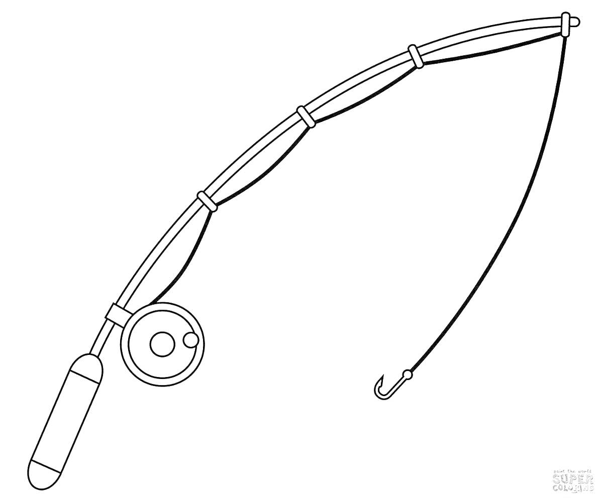 На раскраске изображено: Удочка, Катушка, Леска, Поплавок, Рыбалка