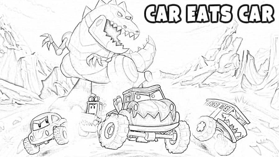 Раскраски Car Eats Car 3: 10 раскрасок - скачать или распечатать бесплатно