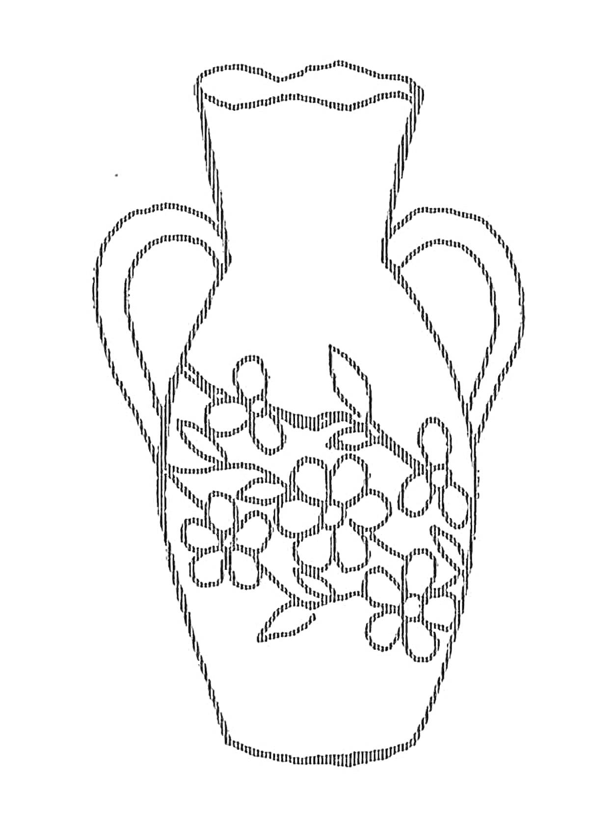 Раскраска Кувшинчик с ручками и цветочным узором для раскрашивания