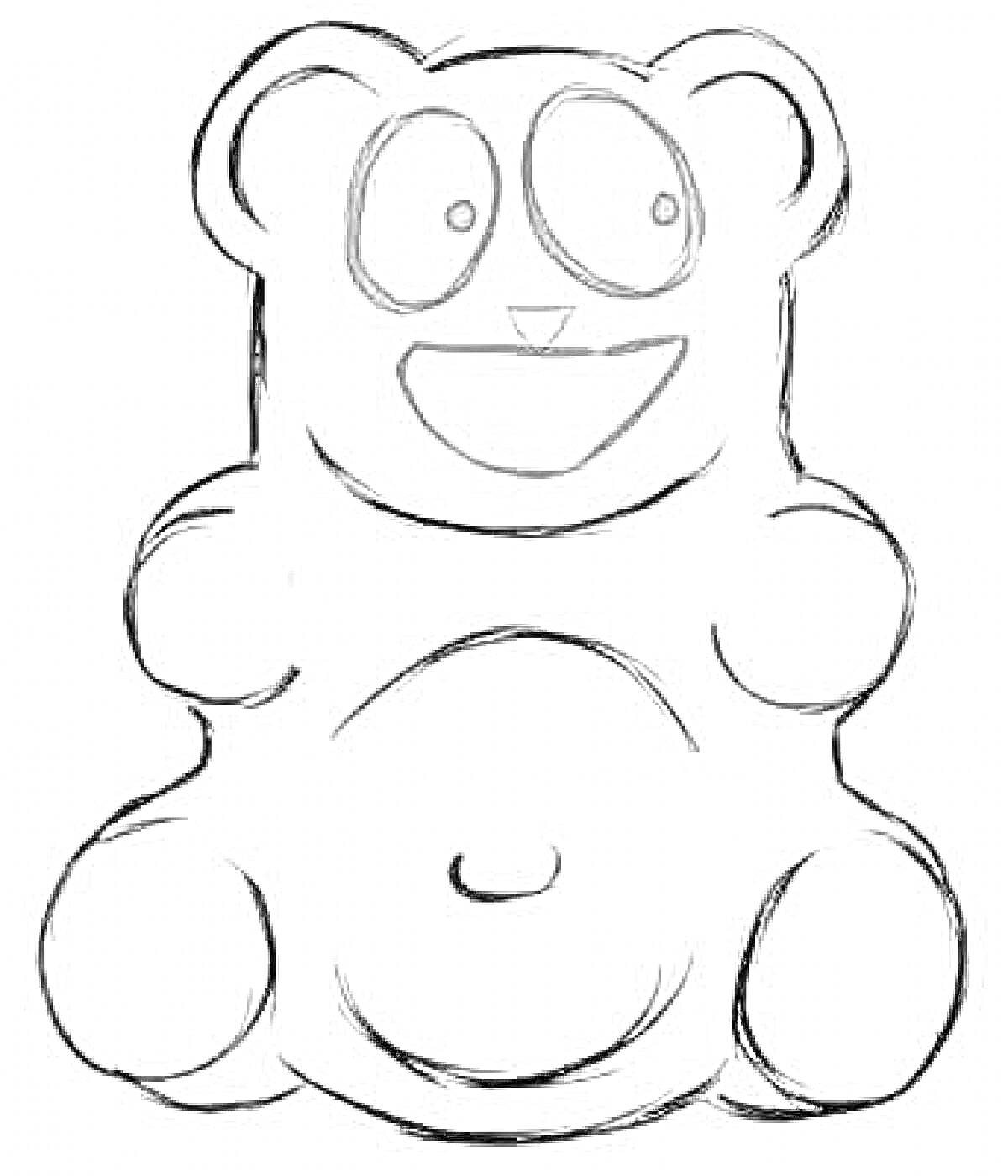 Раскраска Валера Желейный Медведь с улыбкой и большими глазами