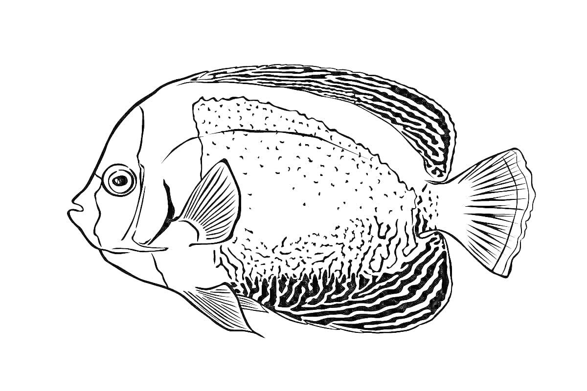 Раскраска Раскраска рыбы с чешуей и плавниками