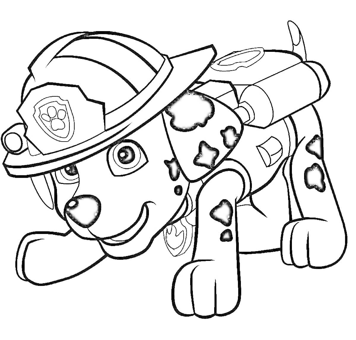 Раскраска Щенок-спасатель в шлеме с логотипом