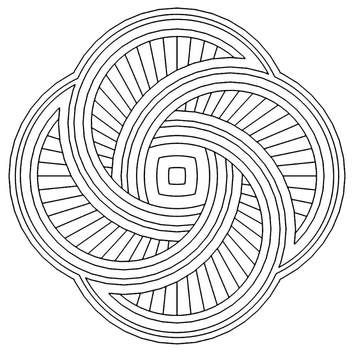 Раскраска Спиралевидная раскраска с элементами переплетения и геометрической точностью