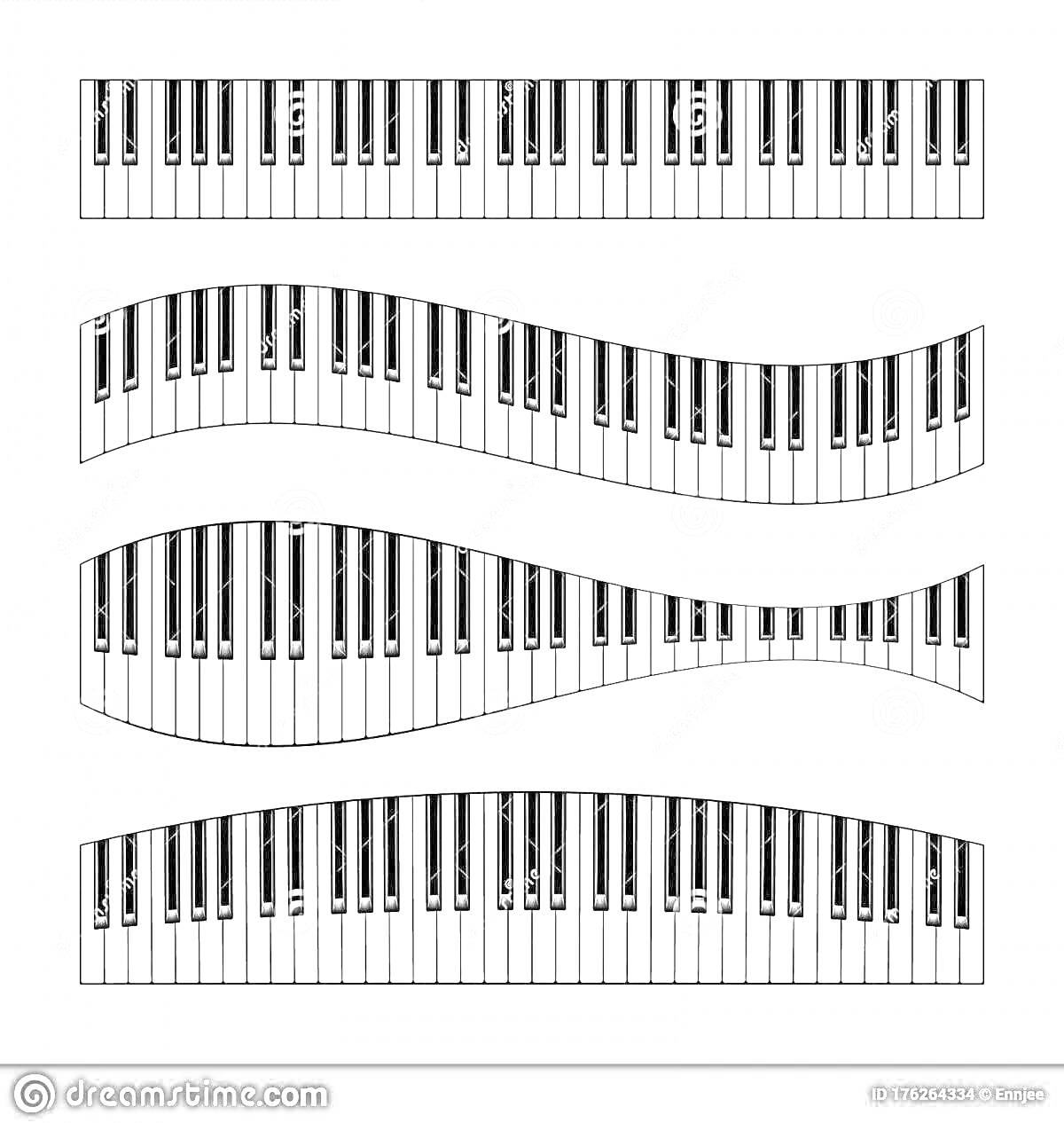 Раскраска волнистые клавиши пианино.