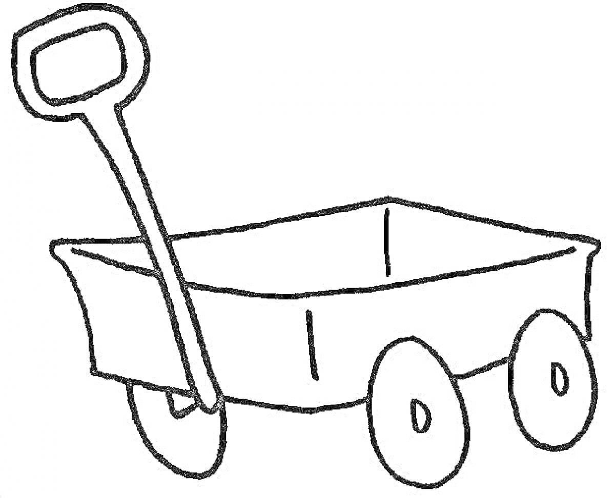 Раскраска Тележка с ручкой и четырьмя колёсами