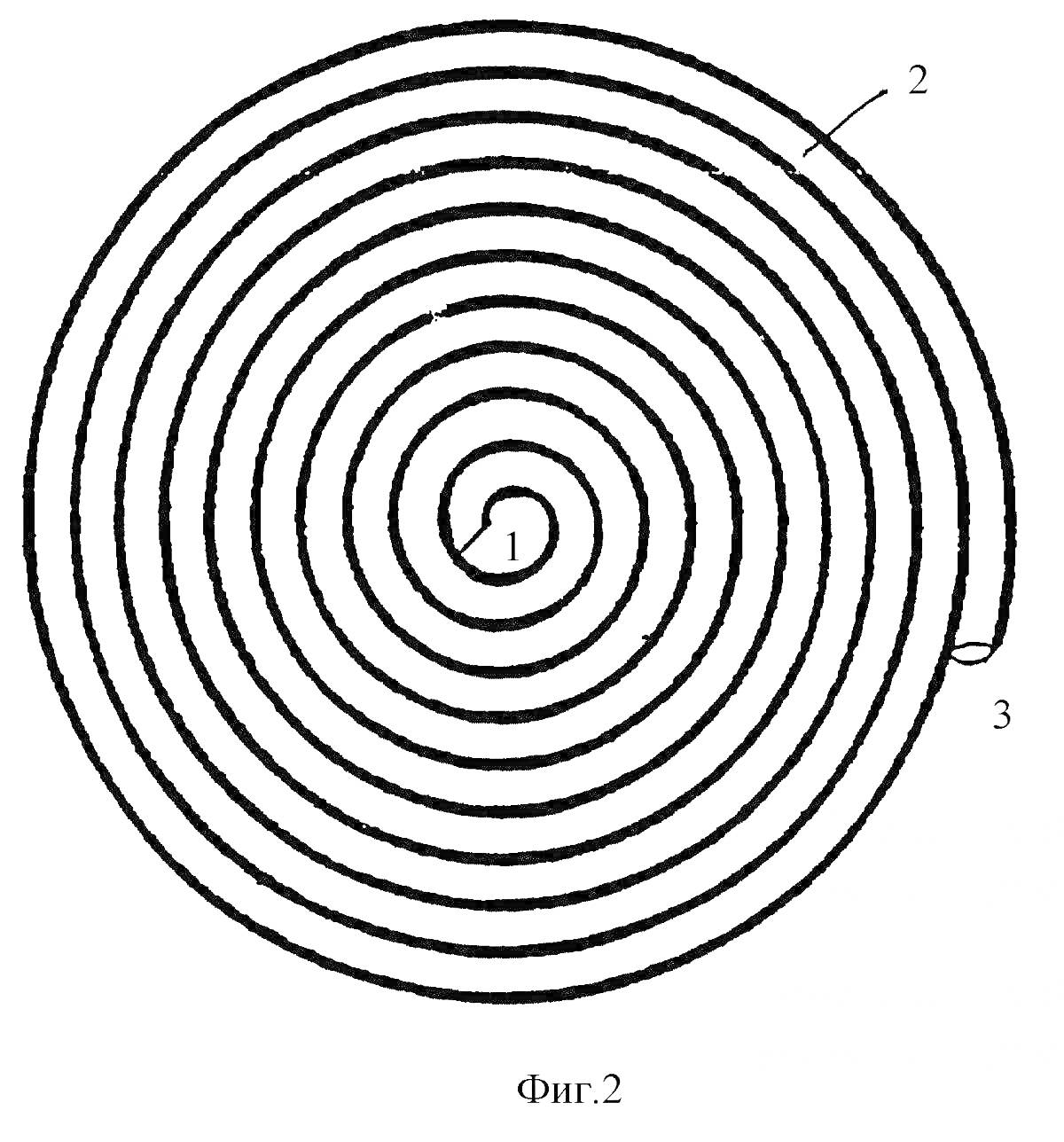 Раскраска Спираль с пометками 1, 2 и 3, Фиг. 2