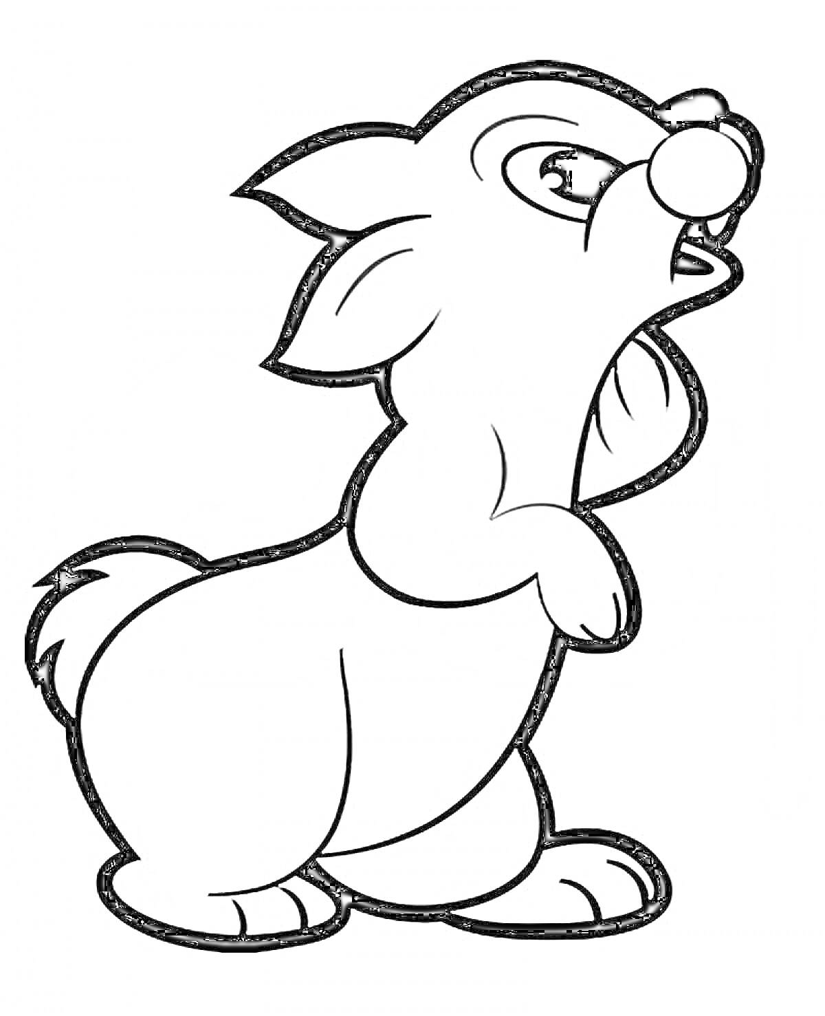 Раскраска Стоящий и кричащий кролик с поднятыми лапками