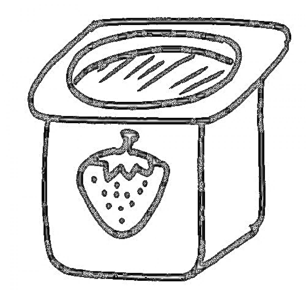Раскраска коробочка творога с изображением клубники