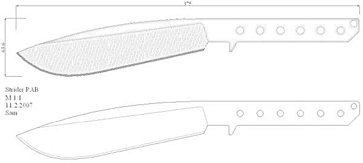 На раскраске изображено: Схема, Рукоятка, Клинок, Отверстия, Измерения, Дизайн