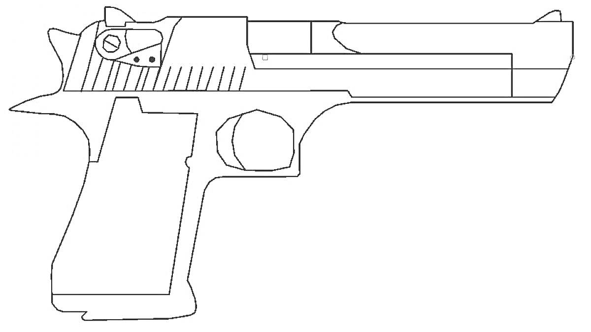 На раскраске изображено: Пистолет, Оружие, Desert Eagle