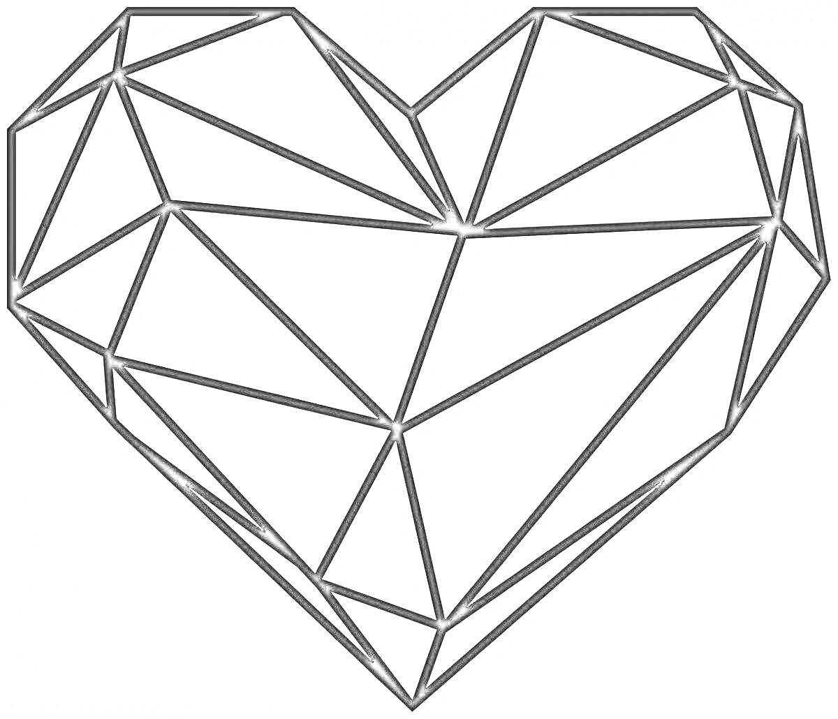 Раскраска Полигональное сердце