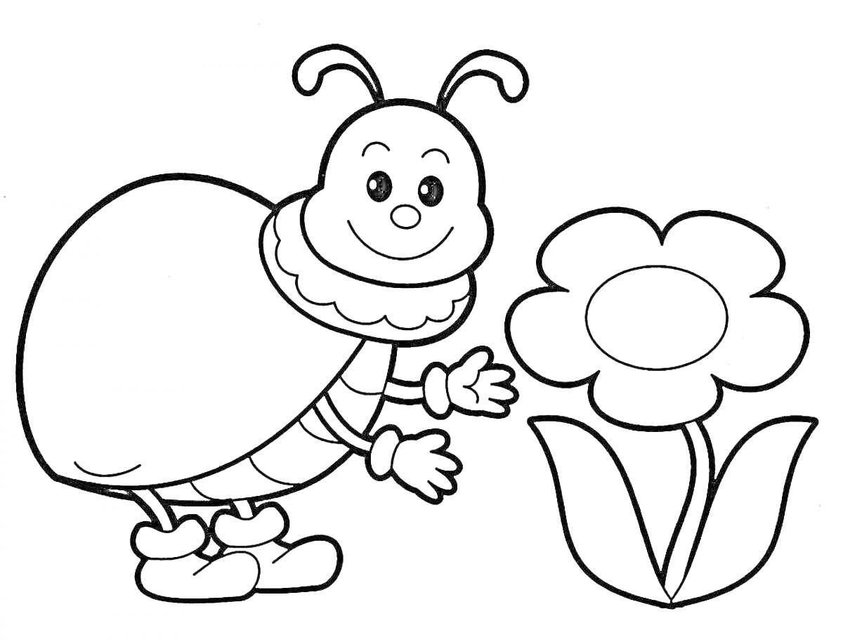 На раскраске изображено: Бабочка, Крупные элементы, Для детей 2-3 лет, Для детей, Цветы