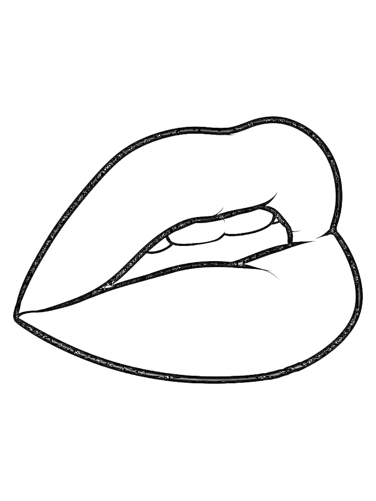 Раскраска Губы с прикушенной нижней губой