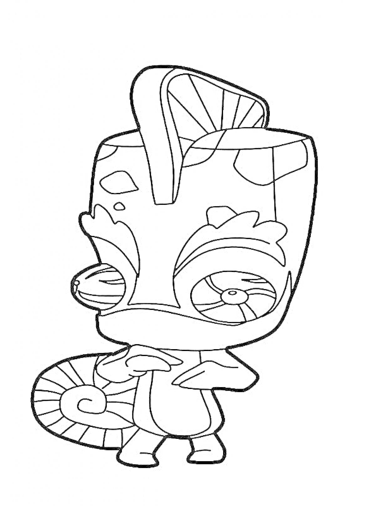 На раскраске изображено: Хамелеон