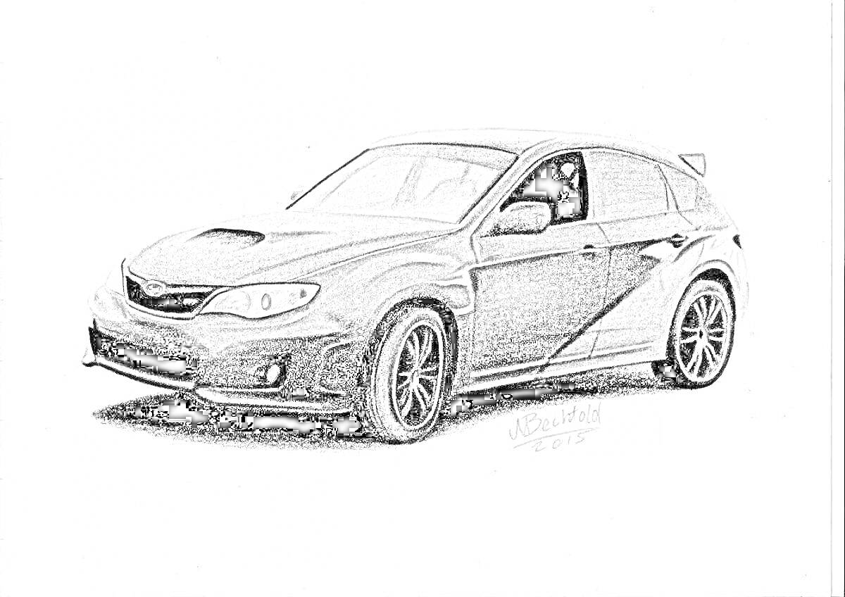 Раскраска Subaru Impreza WRX STI сбоку на стоянке