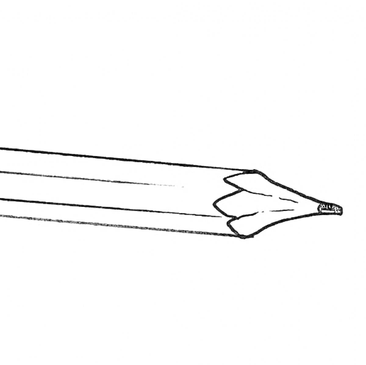 Карандаш крупным планом - видна заточенная часть с грифелем