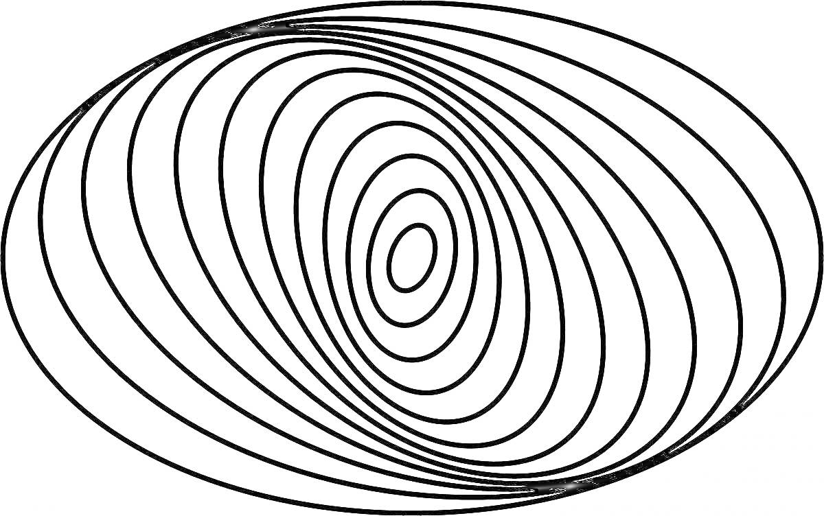 Раскраска Овальная спираль, черно-белый узор