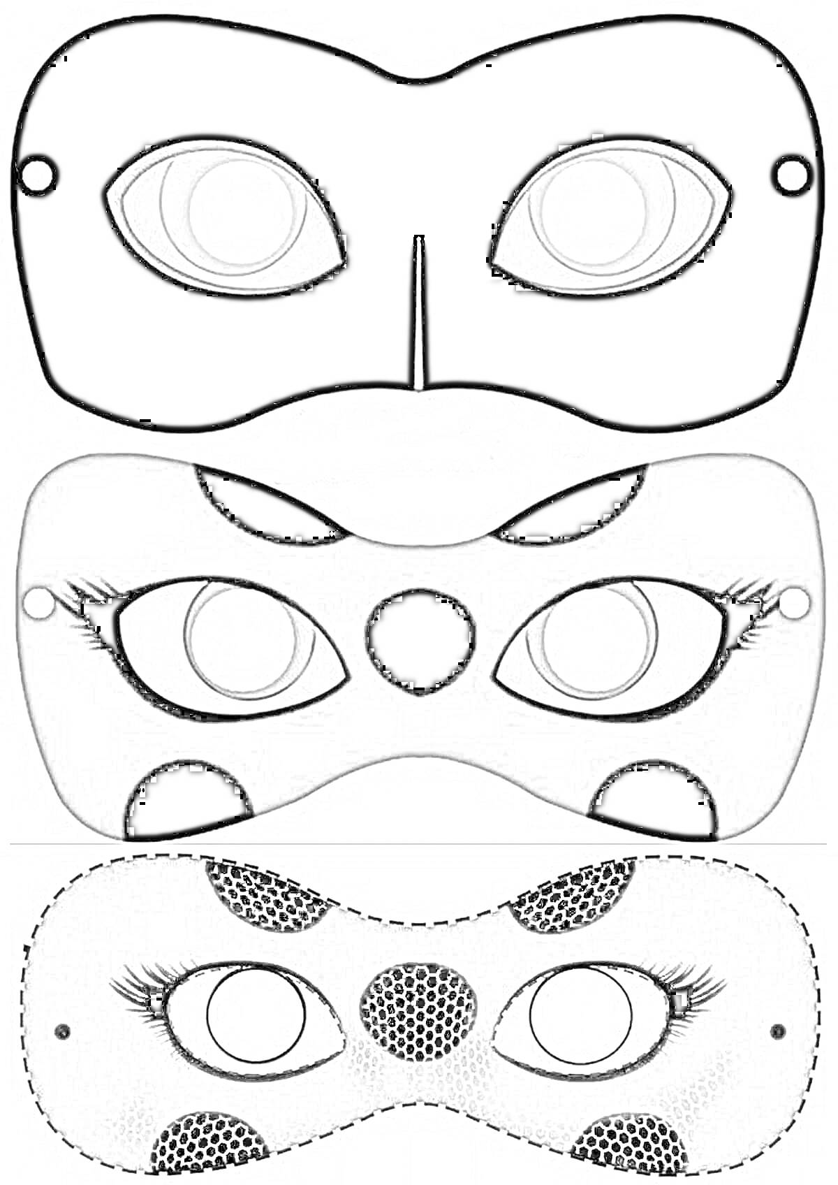 На раскраске изображено: Маска, Леди Баг, Глаза, Детское творчество