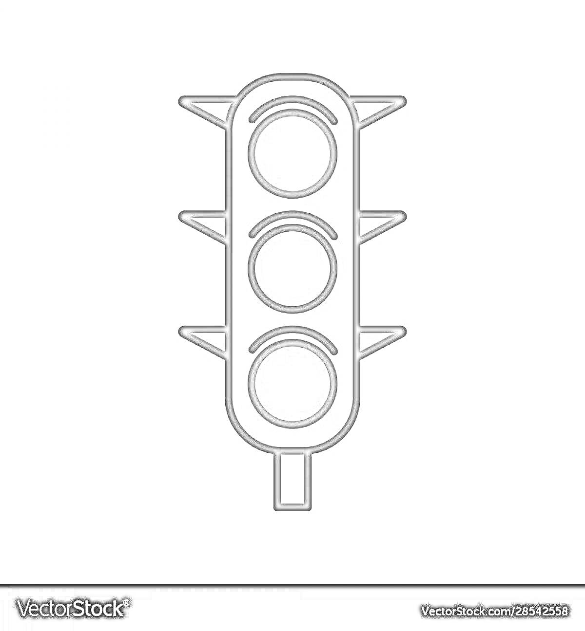 Раскраска Светофор с тремя сигналами без огней