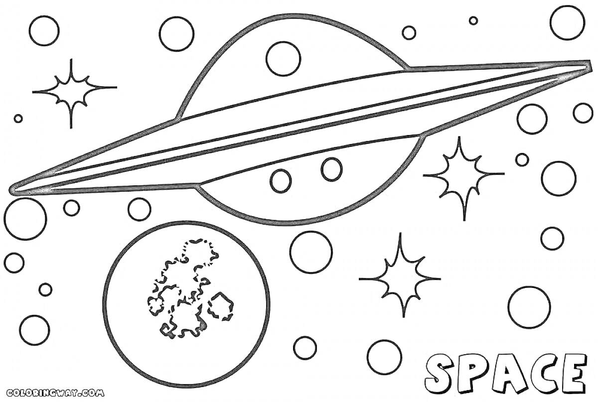 Раскраска Планеты, звезды и космос для детей