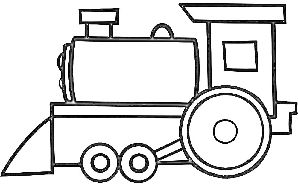 Раскраска Поезд с трубой и колесами
