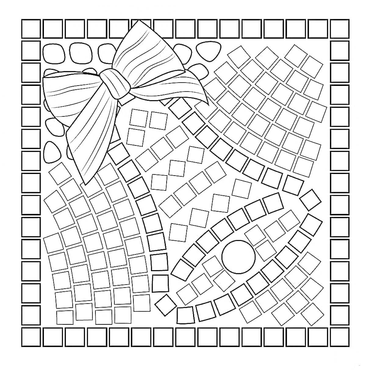Мозаика с бантом и геометрическими узорами