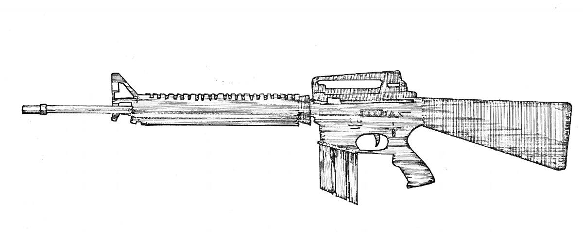 На раскраске изображено: Винтовка, M4A1, Оружие