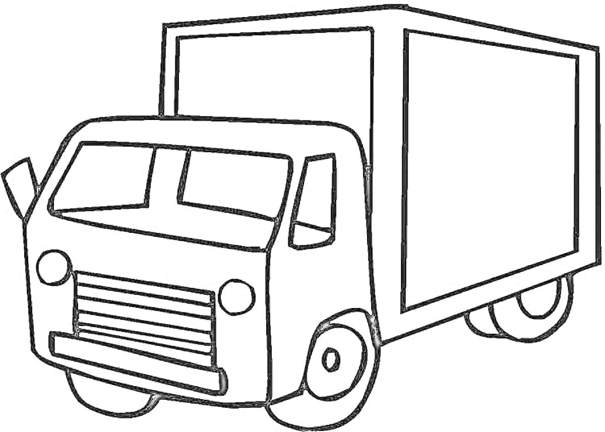 Раскраска Грузовик с двумя колёсами и капотом