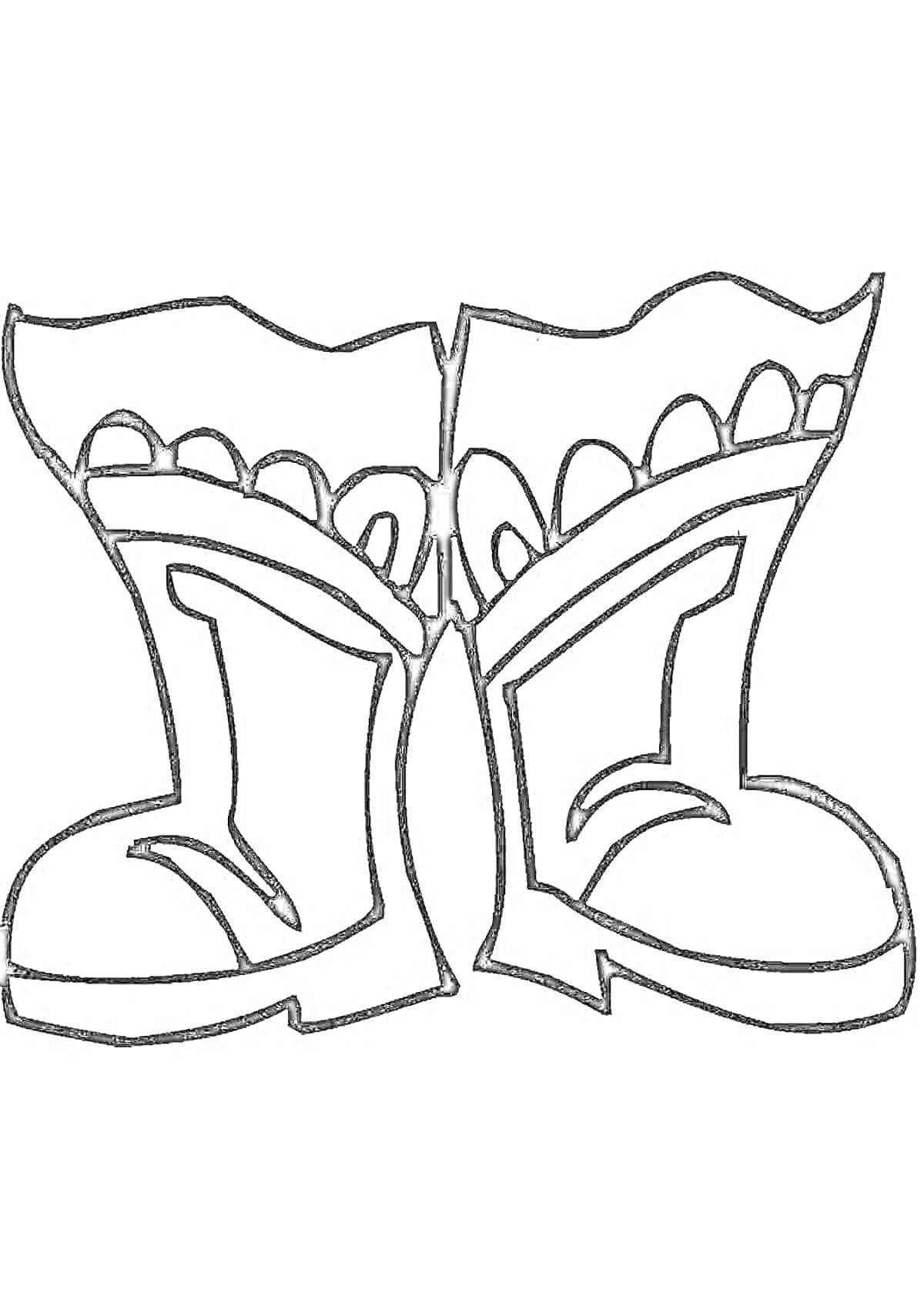 На раскраске изображено: Зима, Сапоги, Обувь, Мех